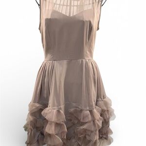 Lauren Conrad Runway Elegant Ruffled Cream Dress